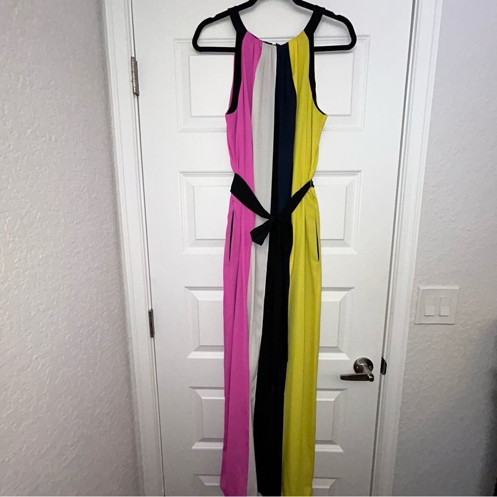 Colorblock Sleeveless Jumpsuit - Pink, Yellow & Black - Picture 2 of 12